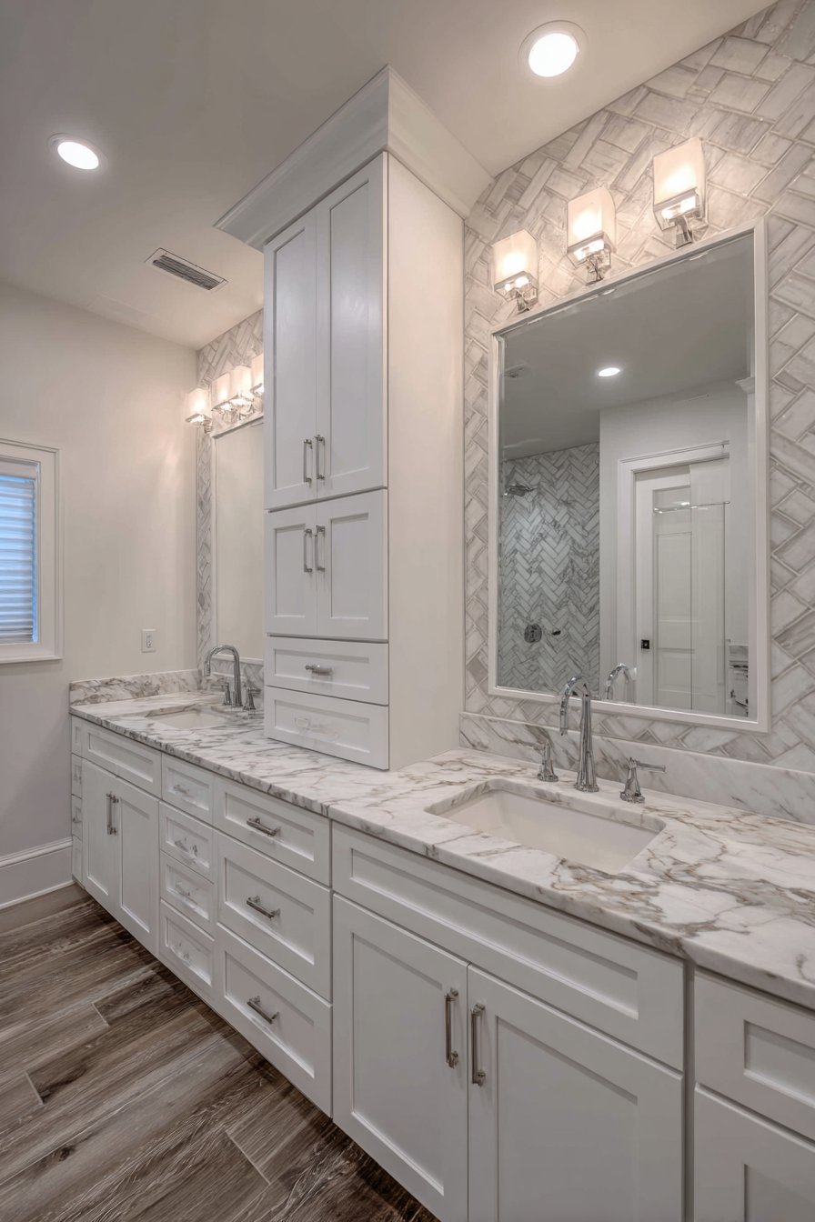 Luxurious Double Vanity with Carrara Marble