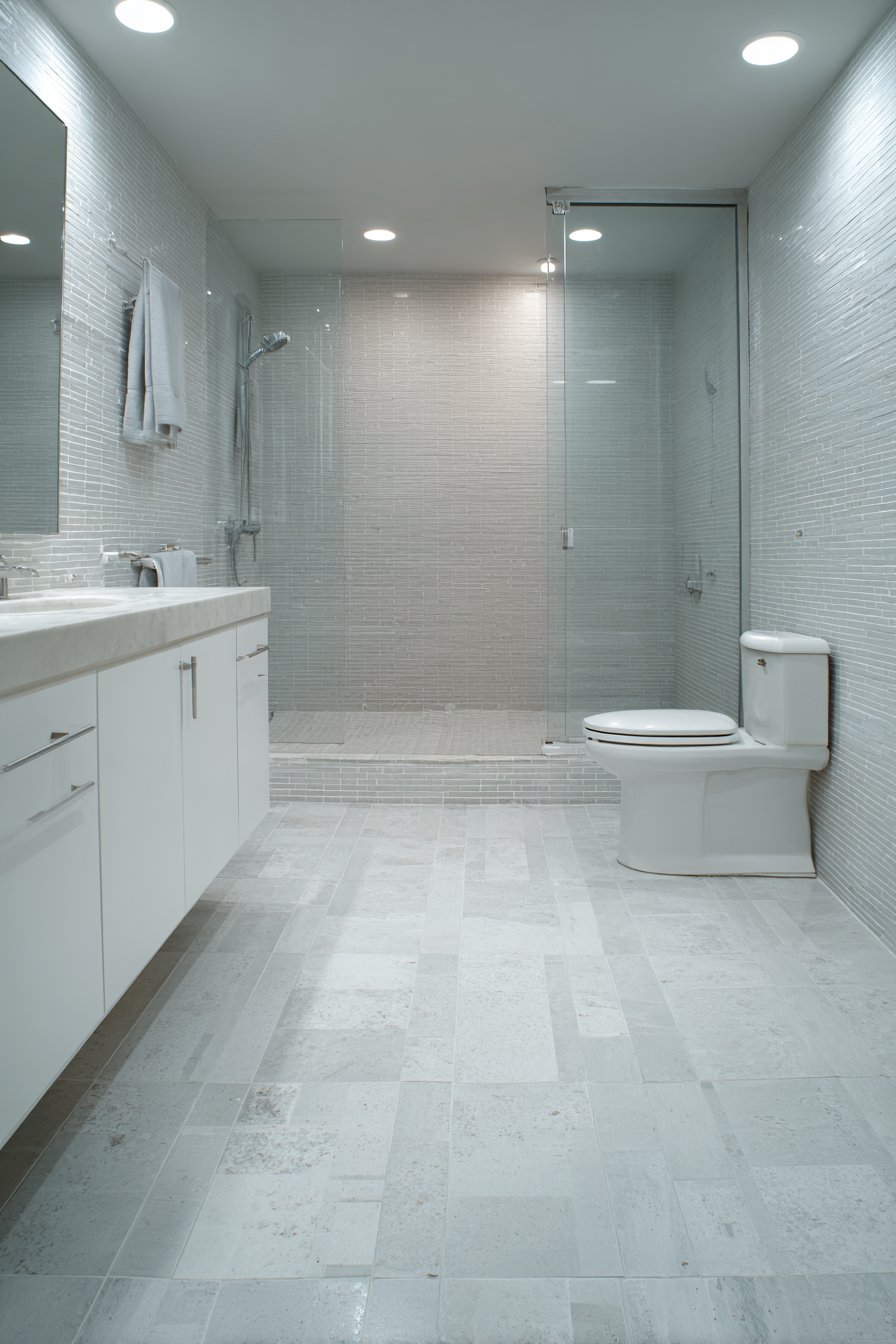 Compact Wet Room with Curbless Shower Design