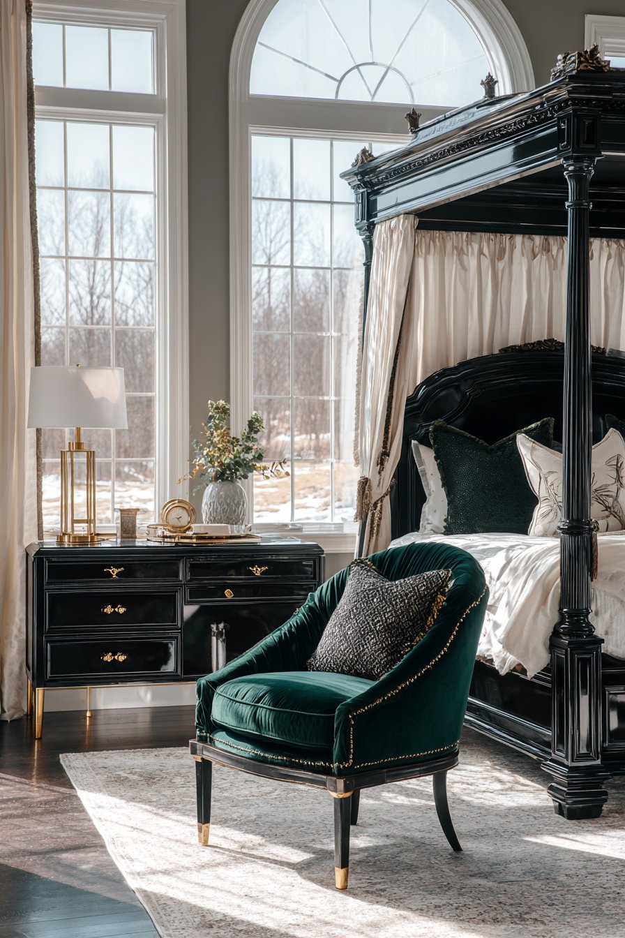 Dramatic Four-Poster with Canopy Draping