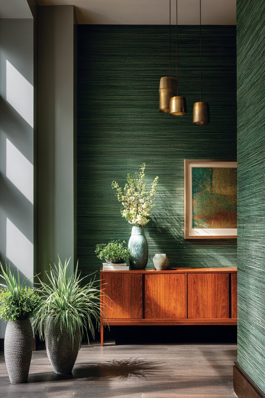  Mid-Century Modern Retreat with Grasscloth Wallpaper