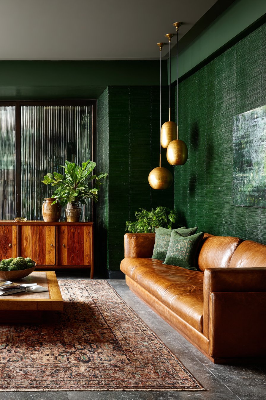  Mid-Century Modern Retreat with Grasscloth Wallpaper