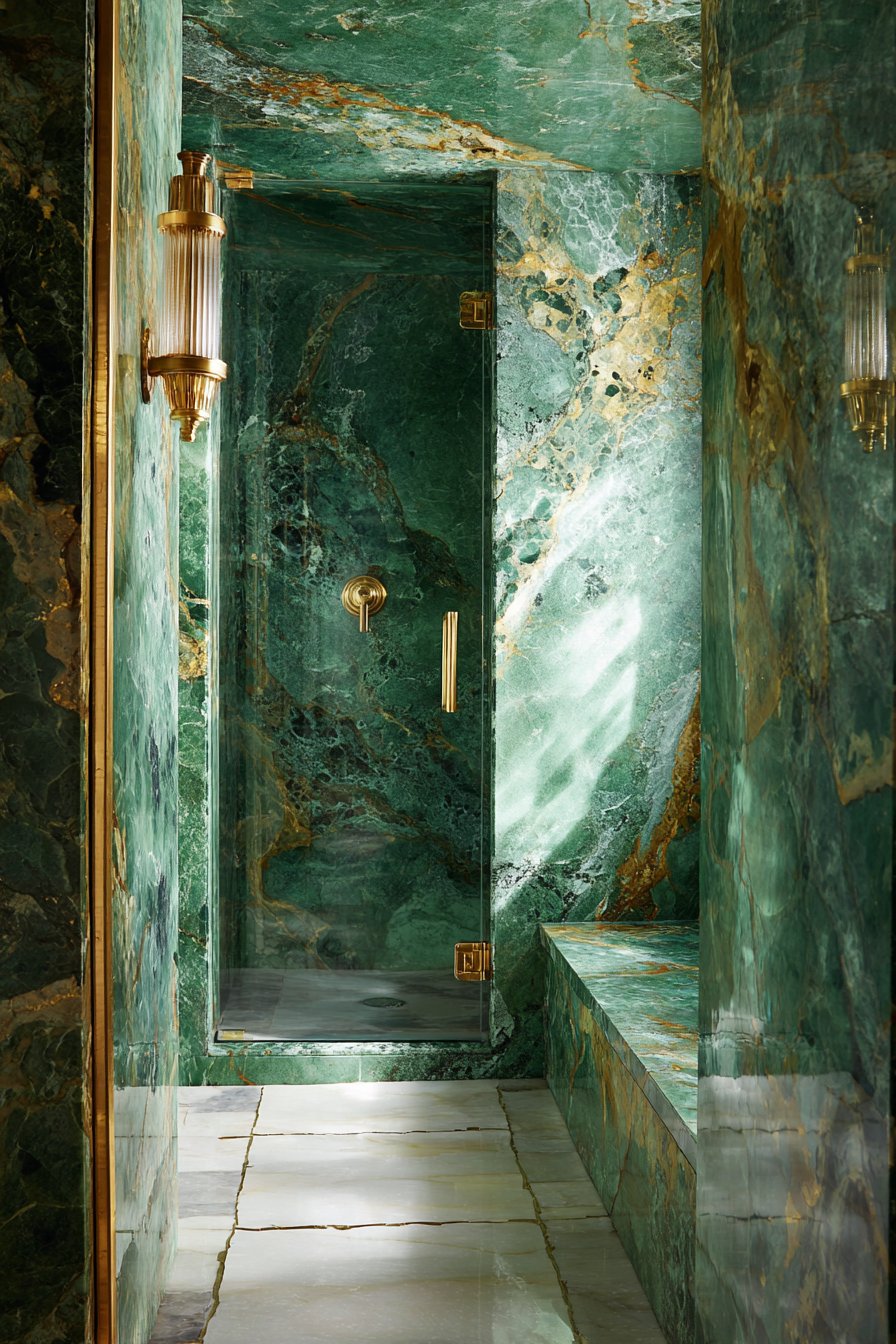 Opulent Marble Bathroom with Dramatic Veining