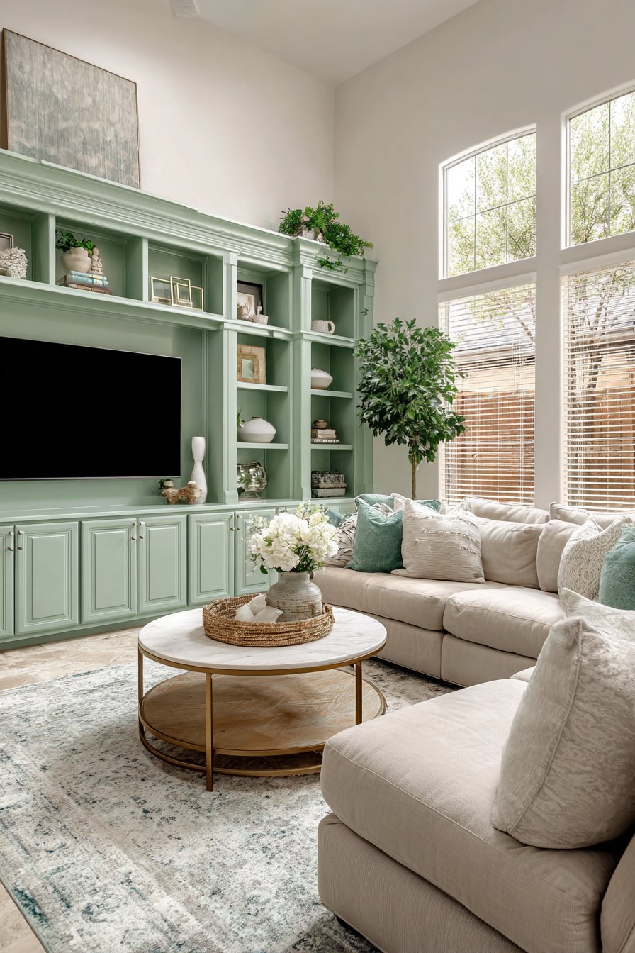 Modern Two-Tone Mint and White Living Space