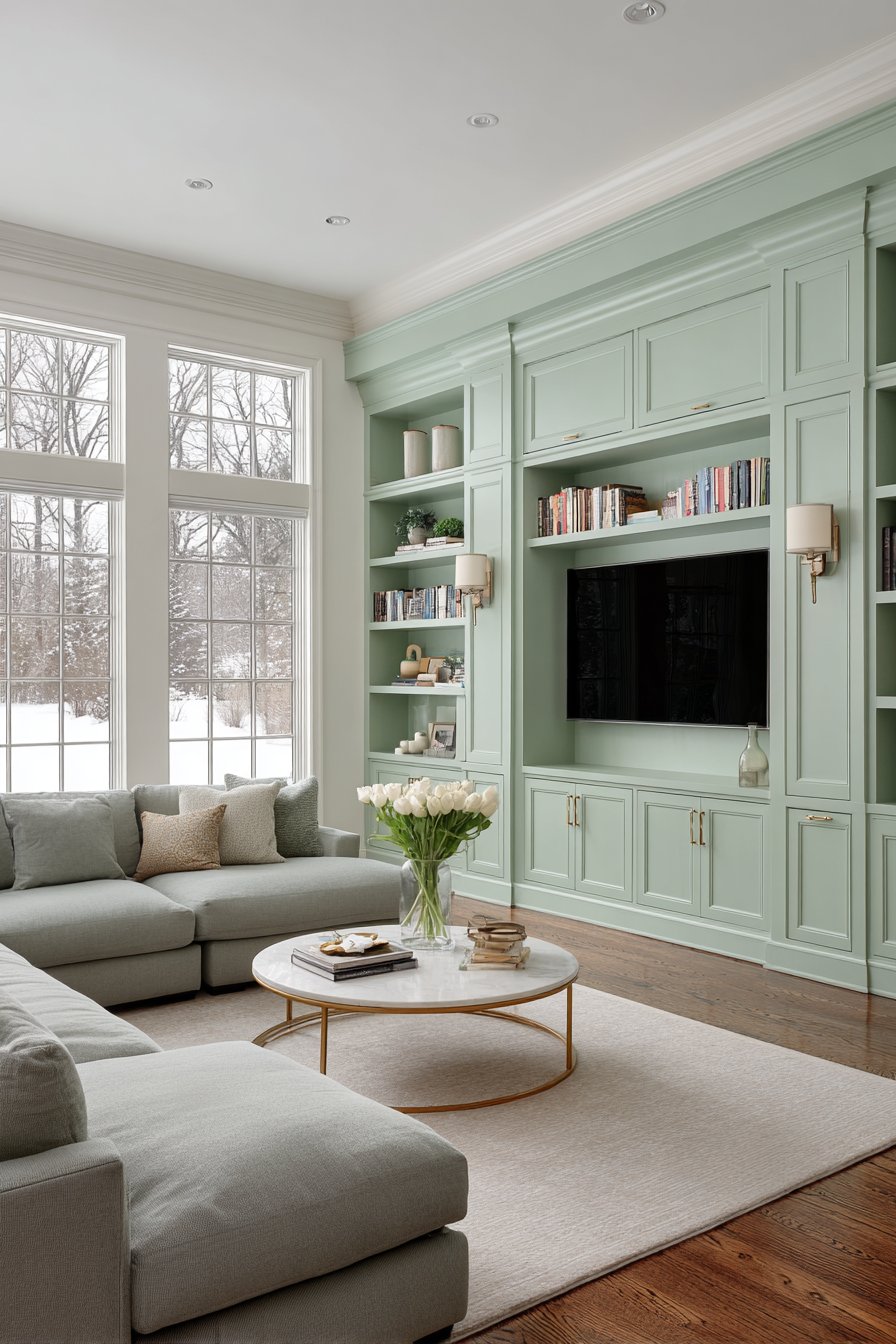 Modern Two-Tone Mint and White Living Space
