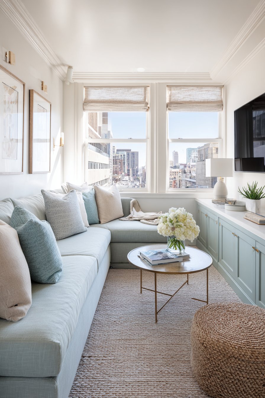 Modern Two-Tone Mint and White Living Space