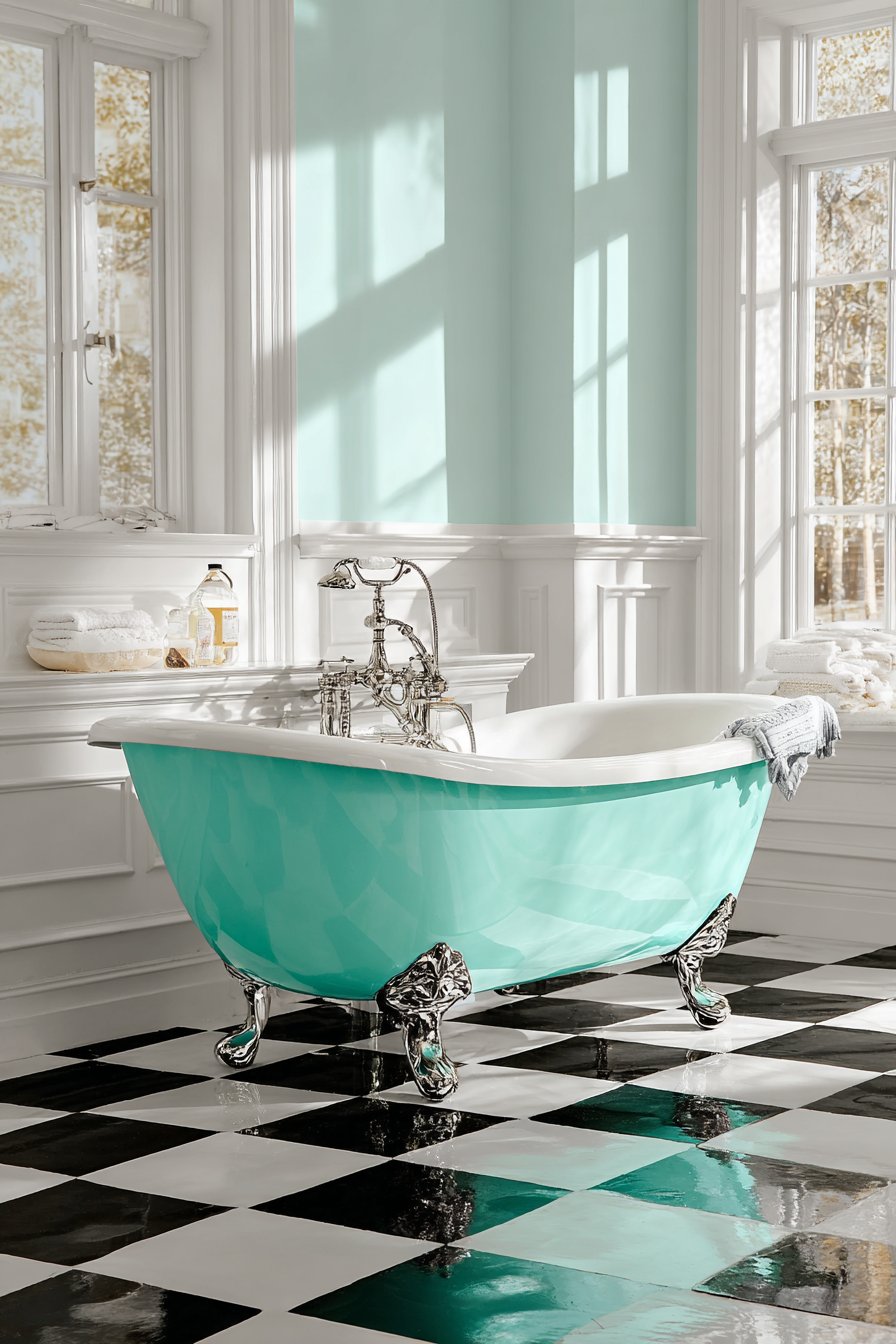 Vintage Charm Robin's Egg Blue Clawfoot Tub