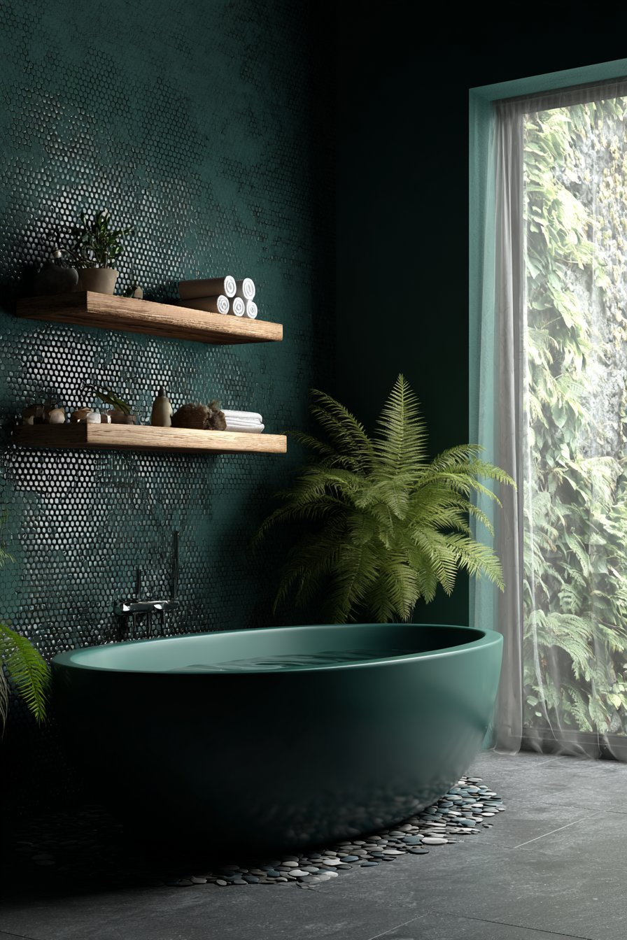Serene Spa-Like Teal-Green Retreat