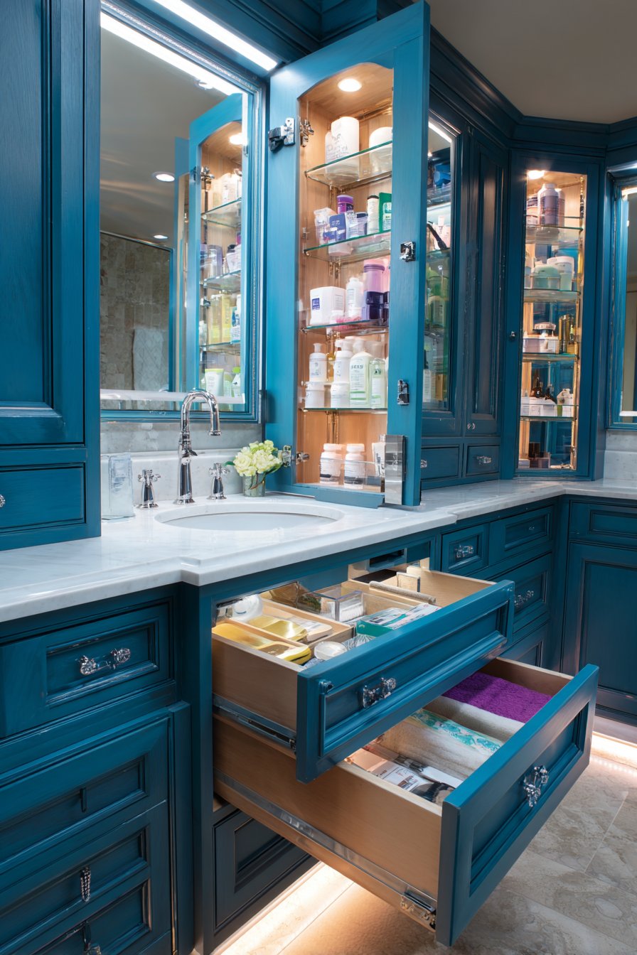 Comprehensive Teal-Blue Storage System