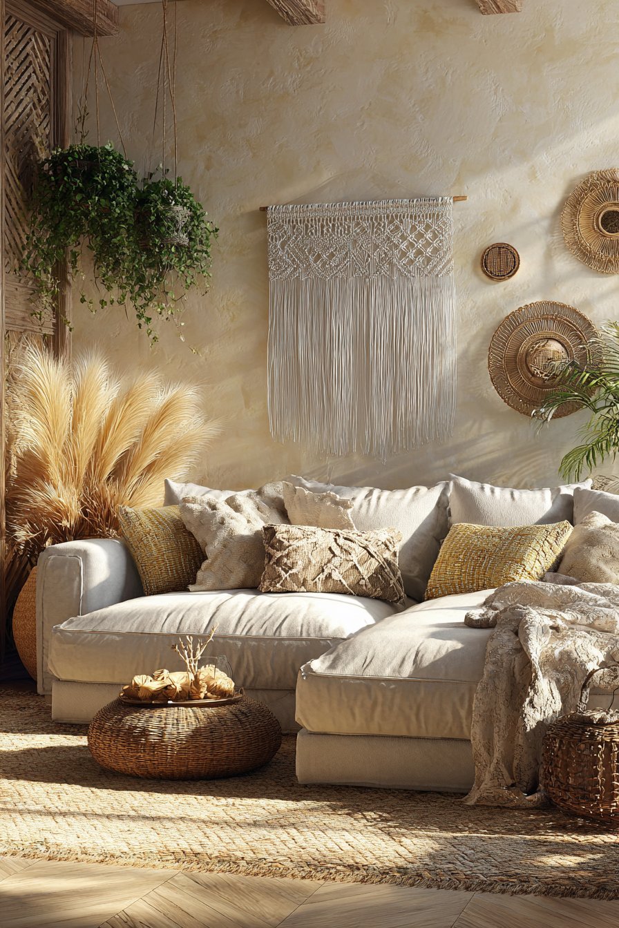 Bohemian Textured Fiber Art Display