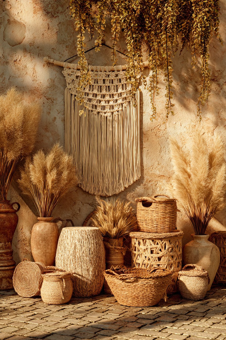 Bohemian Textured Fiber Art Display