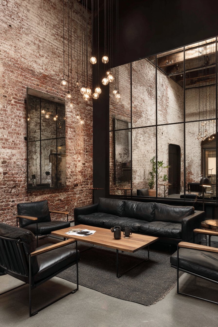 Industrial Loft Floor-to-Ceiling Mirror Panel