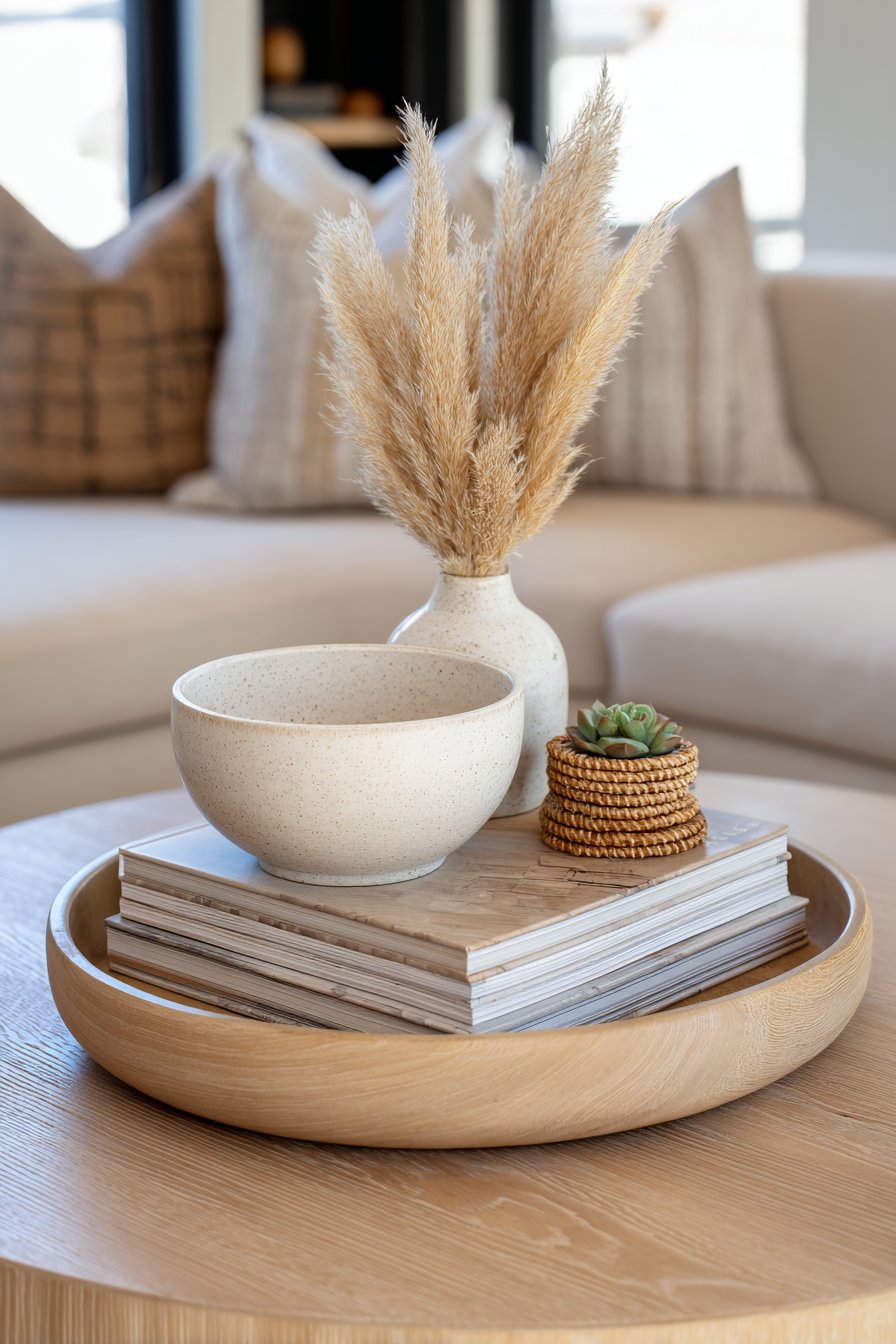 Thoughtfully Styled Round Coffee Table Vignette