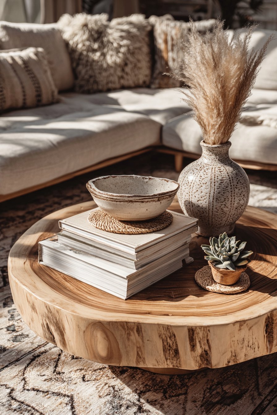 Thoughtfully Styled Round Coffee Table Vignette