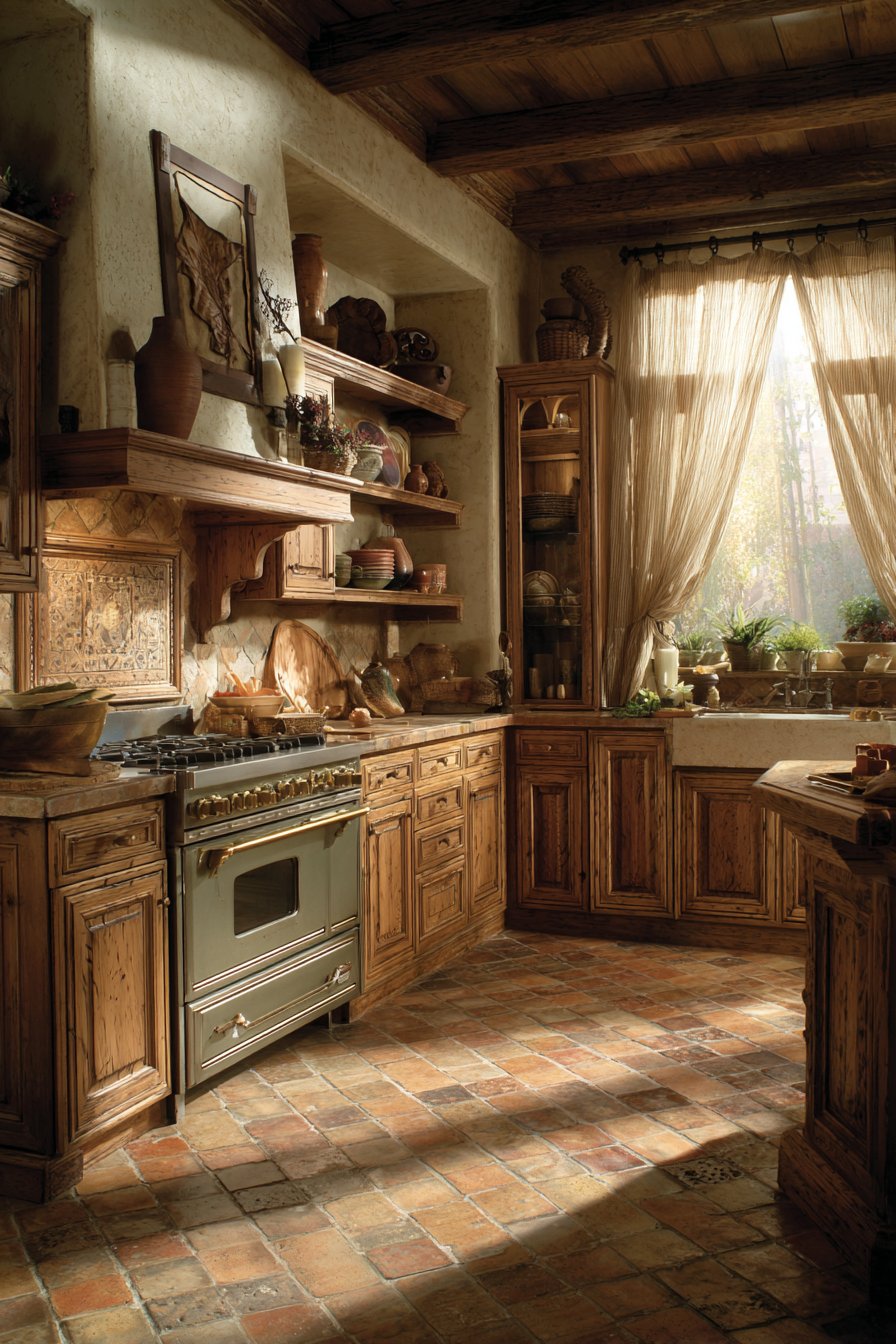 Rustic Oak Kitchen with Distressed Charm