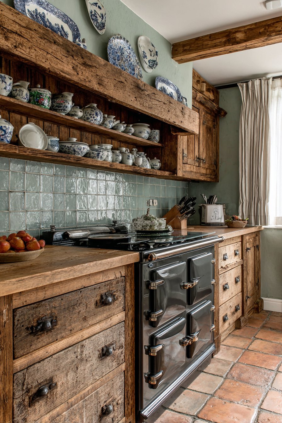 Rustic Oak Kitchen with Distressed Charm
