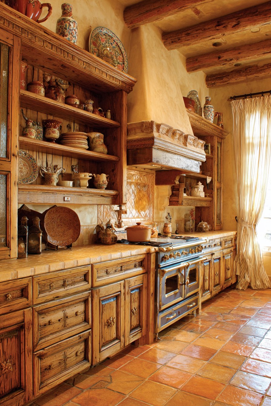 Rustic Oak Kitchen with Distressed Charm