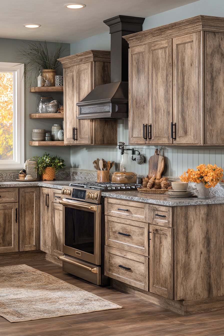Rustic Oak Kitchen with Distressed Charm