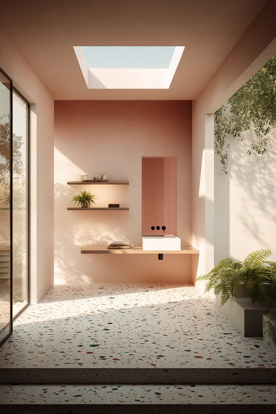 Minimalist Scandinavian Serenity with Terrazzo Flooring