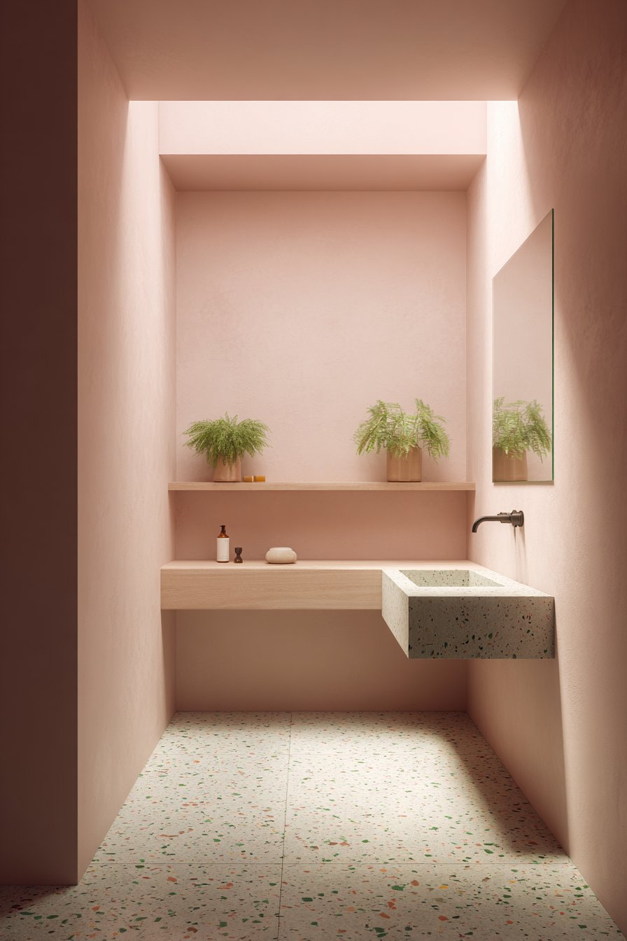 Minimalist Scandinavian Serenity with Terrazzo Flooring