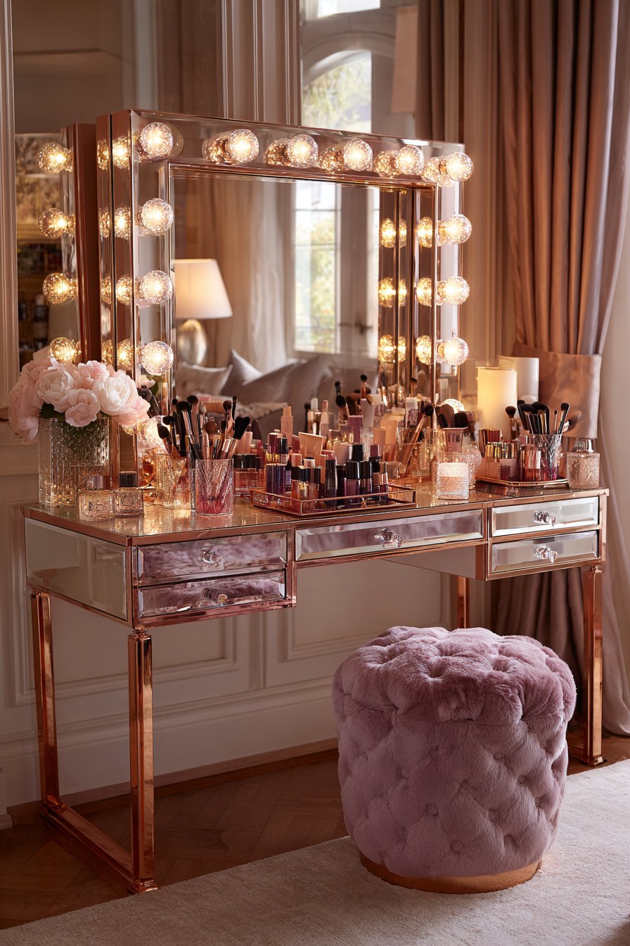 Glamorous Vanity Luxury with Hollywood-Style Lighting