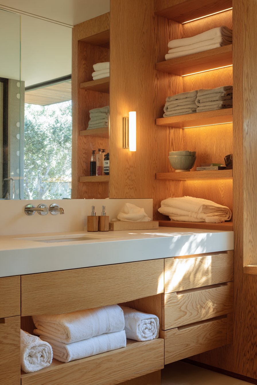Floating Vanity with Integrated Drawer Storage
