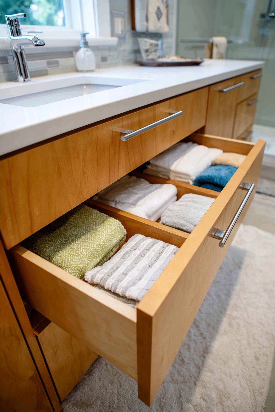 Floating Vanity with Integrated Drawer Storage