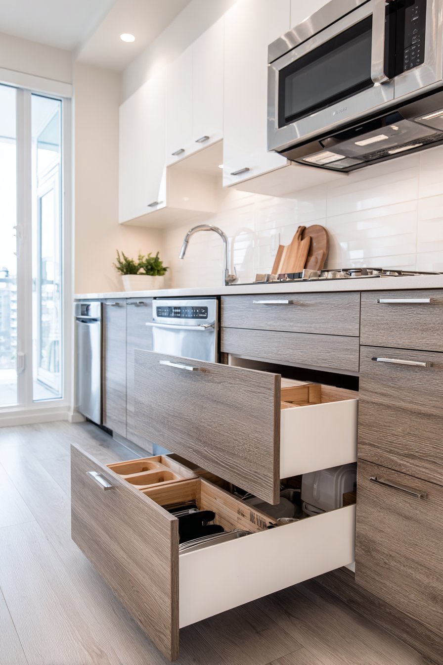 Single-Wall Efficiency in Warm Grey with Smart Storage