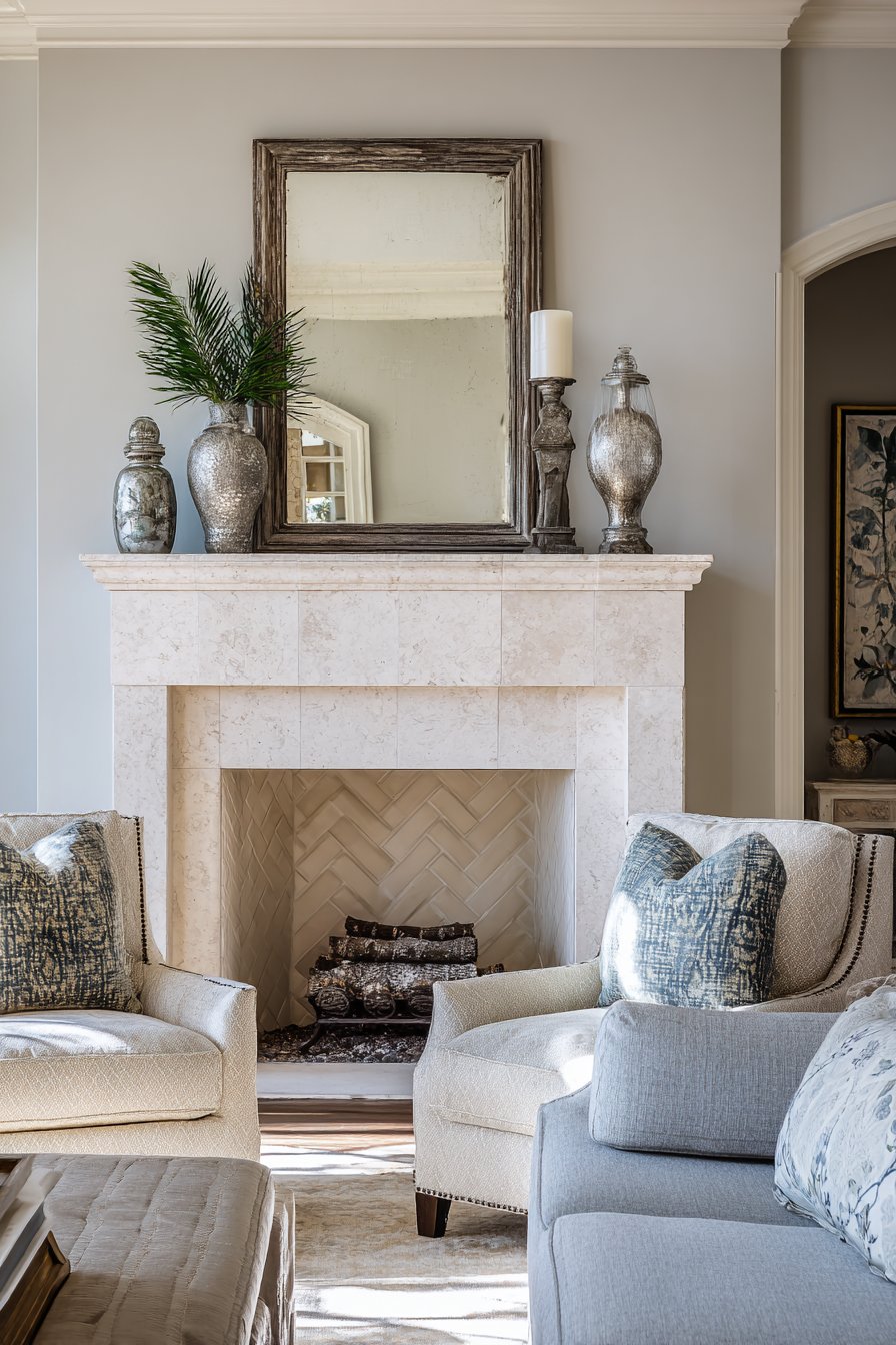 Fireplace Focal Point with Balanced Formality