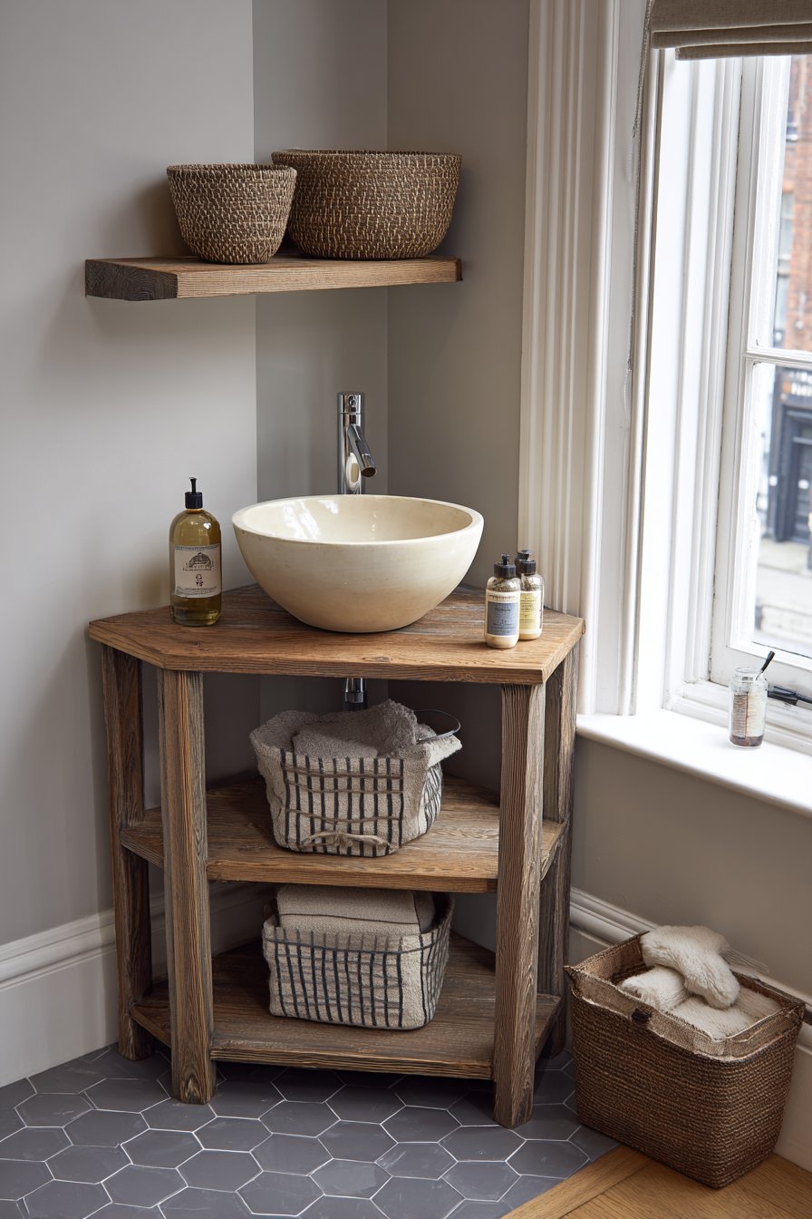 Compact Corner Vanity for Small Bathroom Optimization