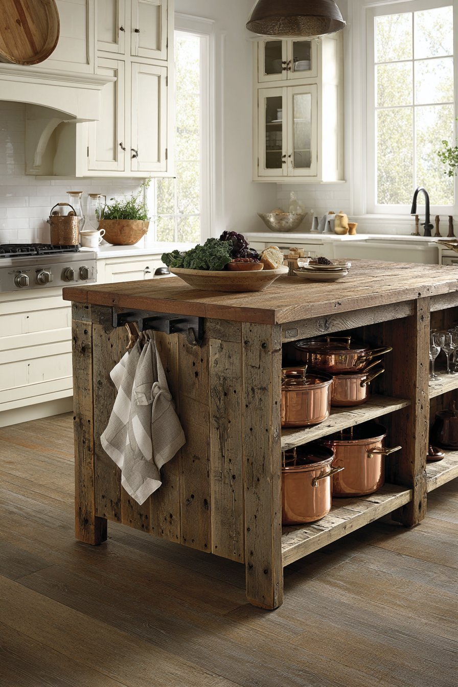 Statement Reclaimed Wood Island Kitchen