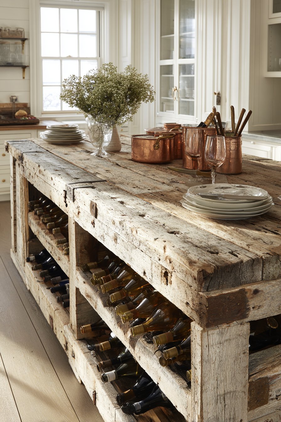 Statement Reclaimed Wood Island Kitchen