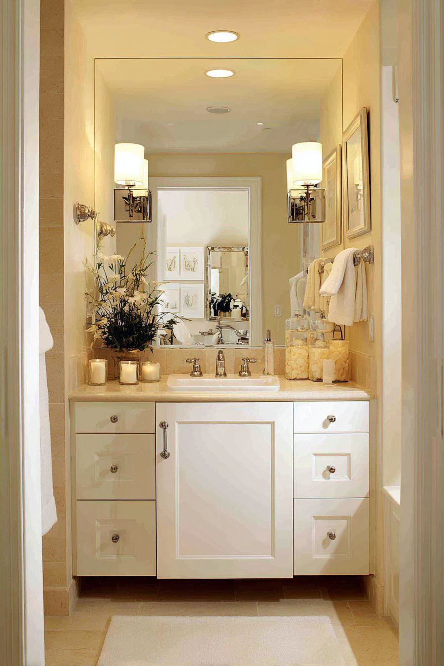 Narrow Layout with Strategic Mirror Placement