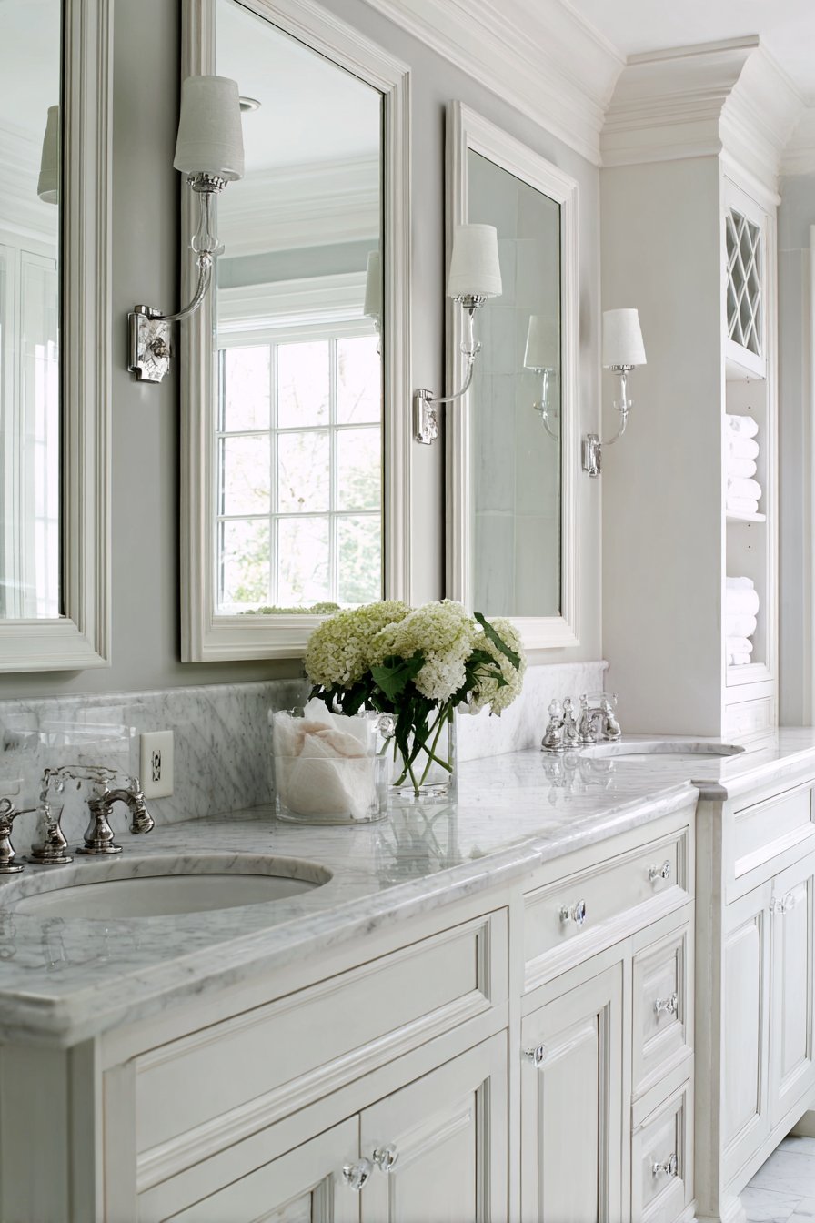 Spacious Walk-in Shower with Mosaic Border