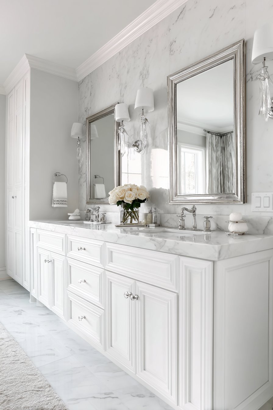 Spacious Walk-in Shower with Mosaic Border