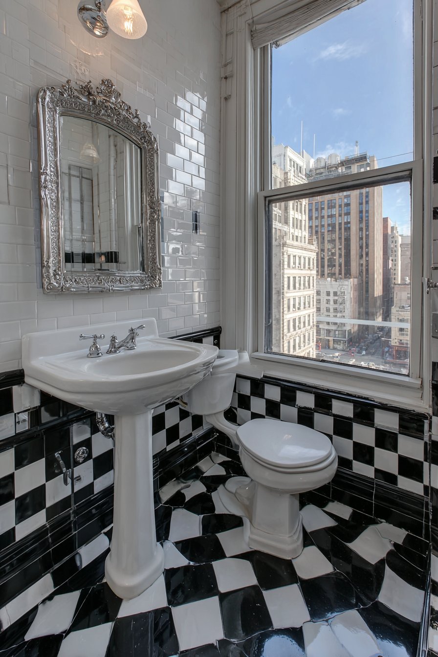 Vintage Black and White Checkerboard Drama