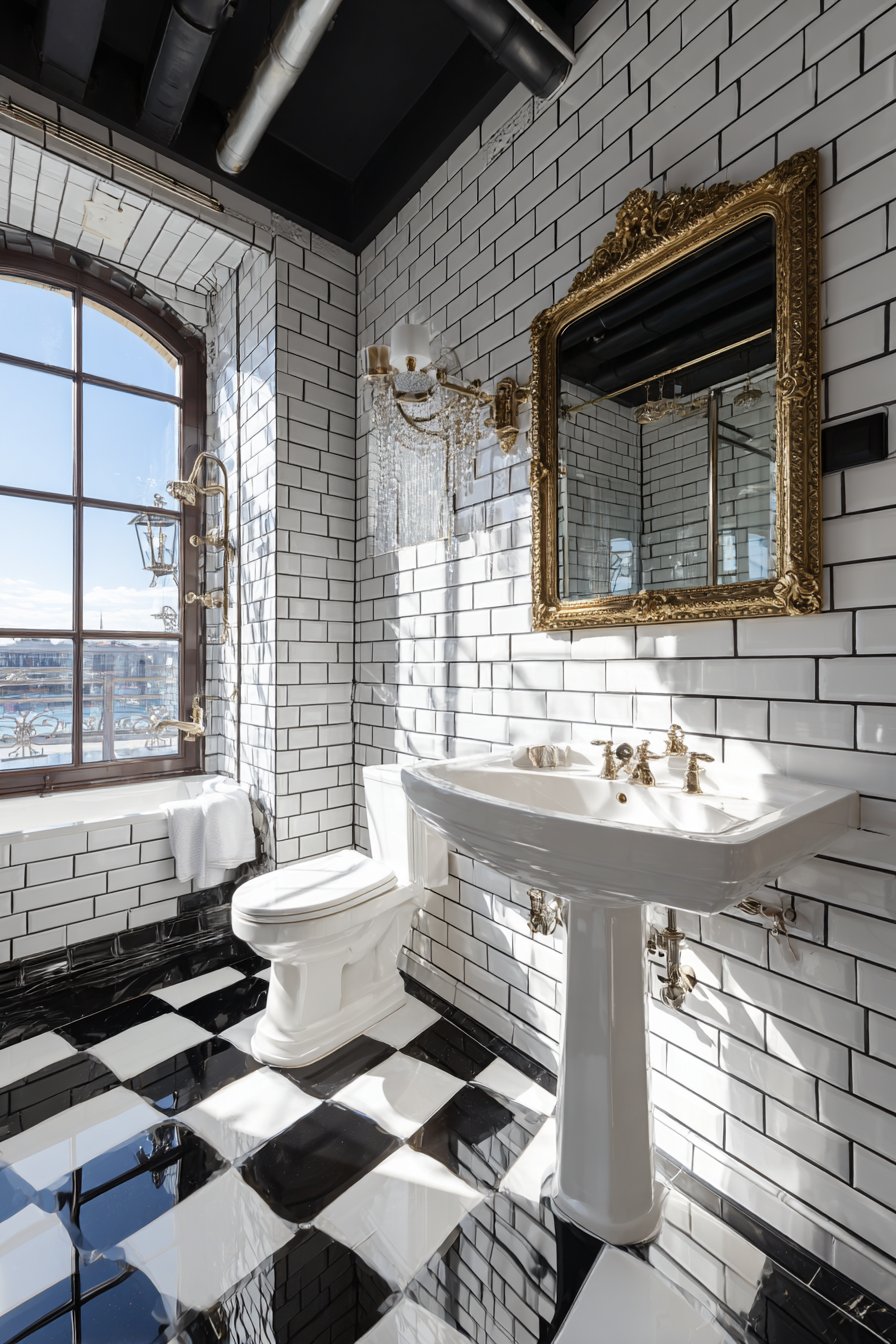 Vintage Black and White Checkerboard Drama