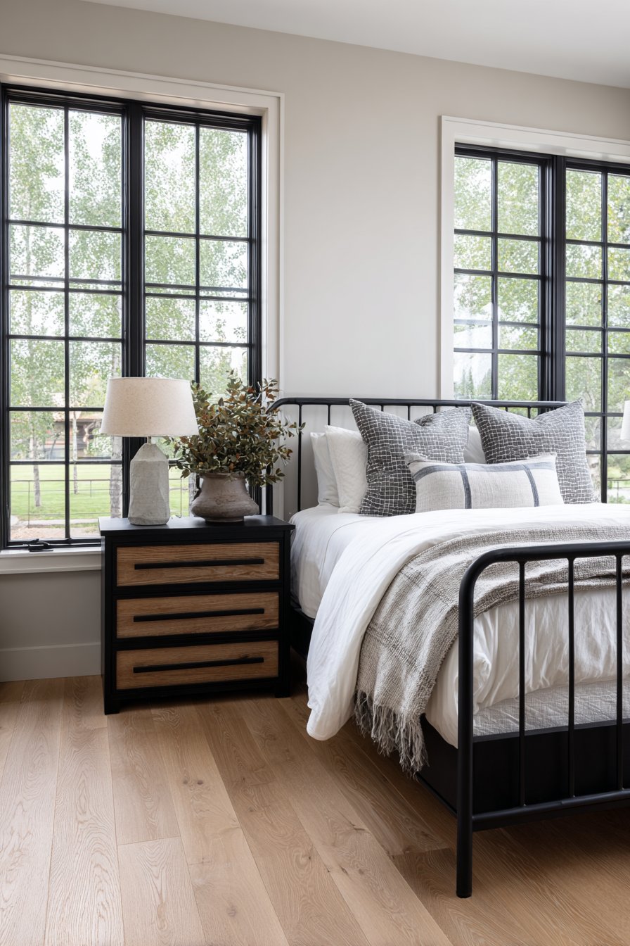 Scandinavian-Inspired Black Bedroom with Nordic Simplicity