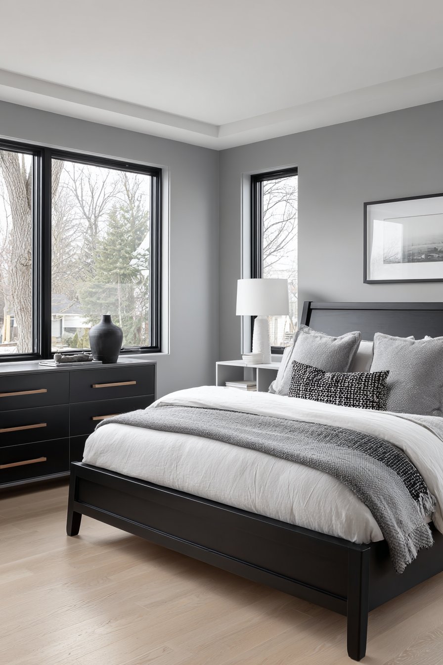 Scandinavian-Inspired Black Bedroom with Nordic Simplicity