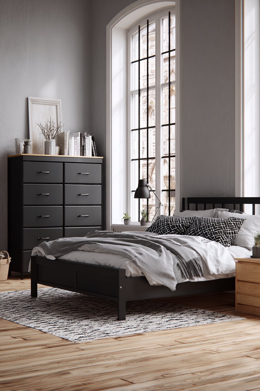 Scandinavian-Inspired Black Bedroom with Nordic Simplicity