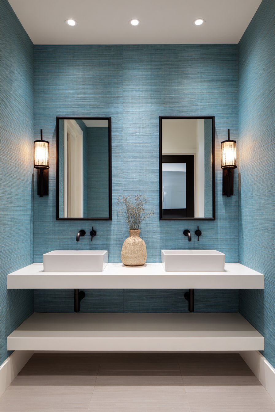 Contemporary Teal Accent Wall Drama