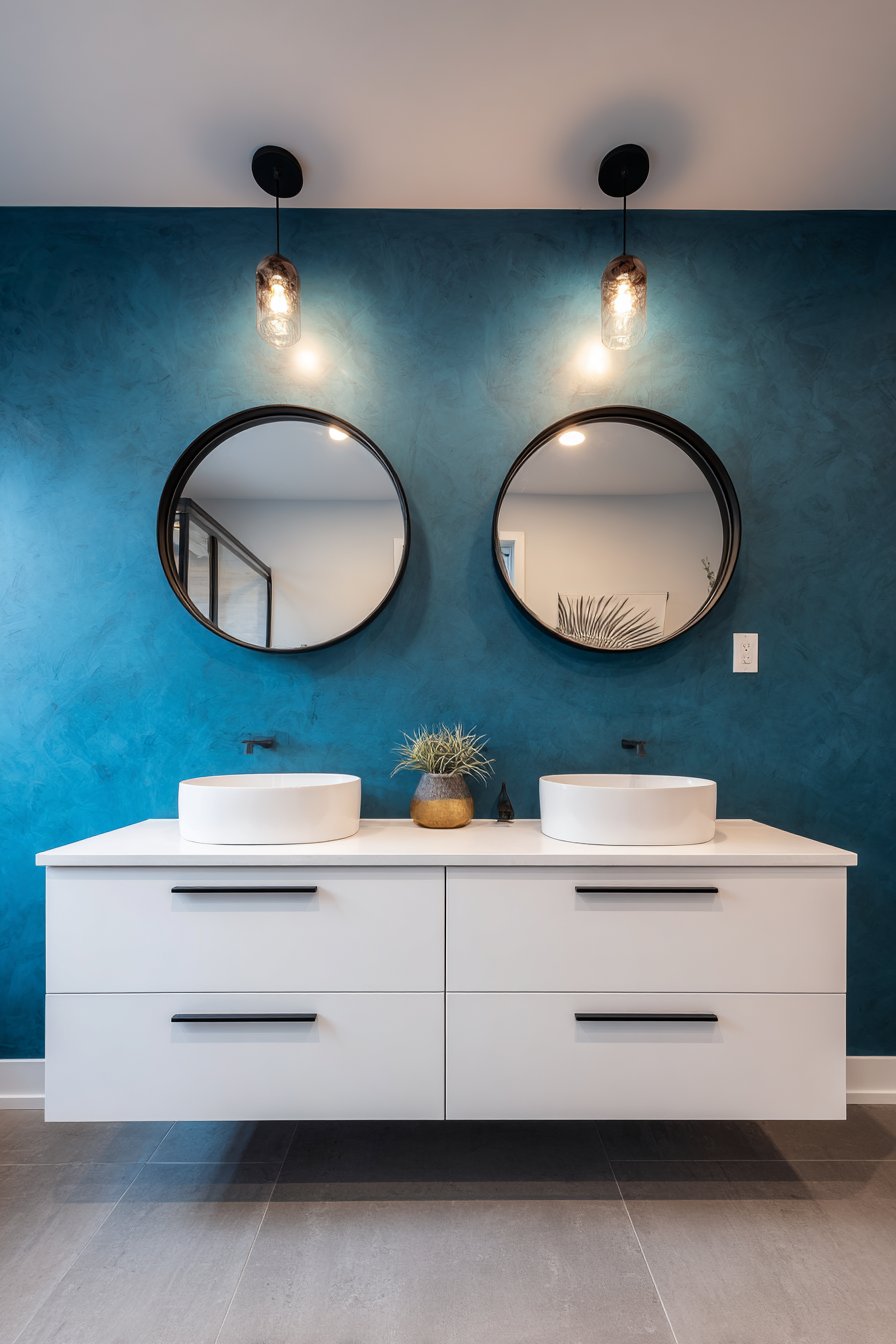 Contemporary Teal Accent Wall Drama