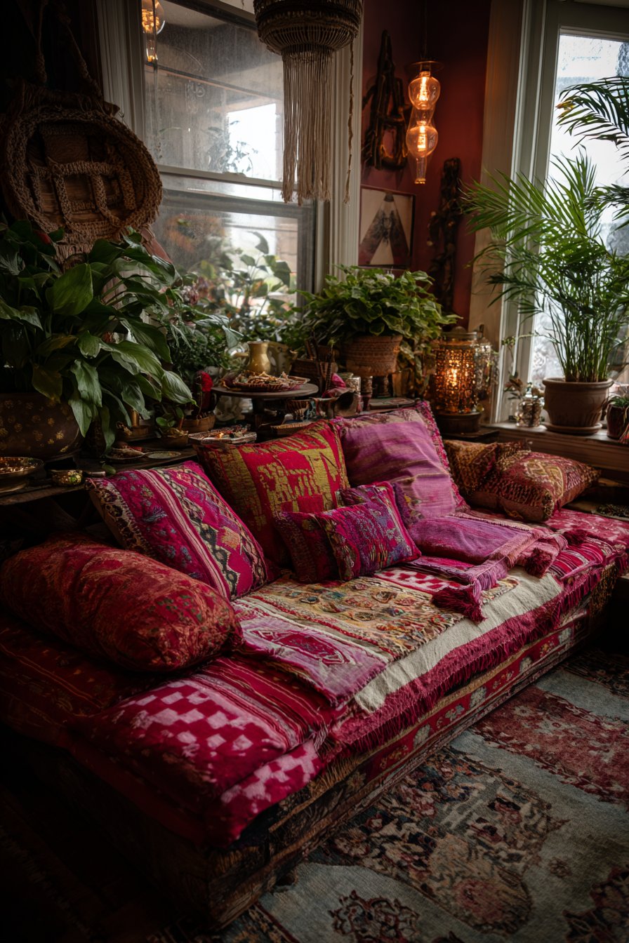 Bohemian Layered Textiles in Rich Jewel Tones