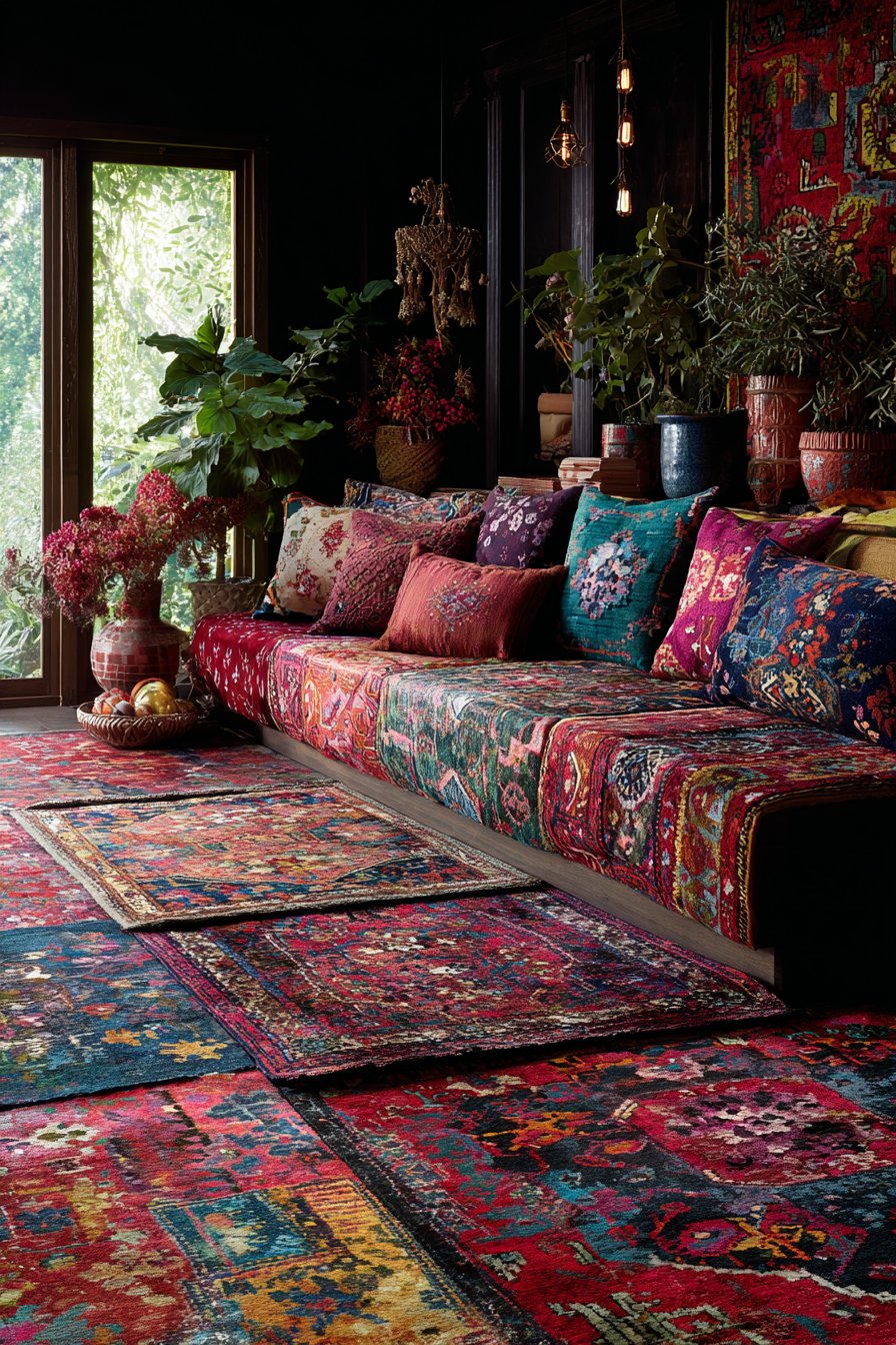 Bohemian Layered Textiles in Rich Jewel Tones