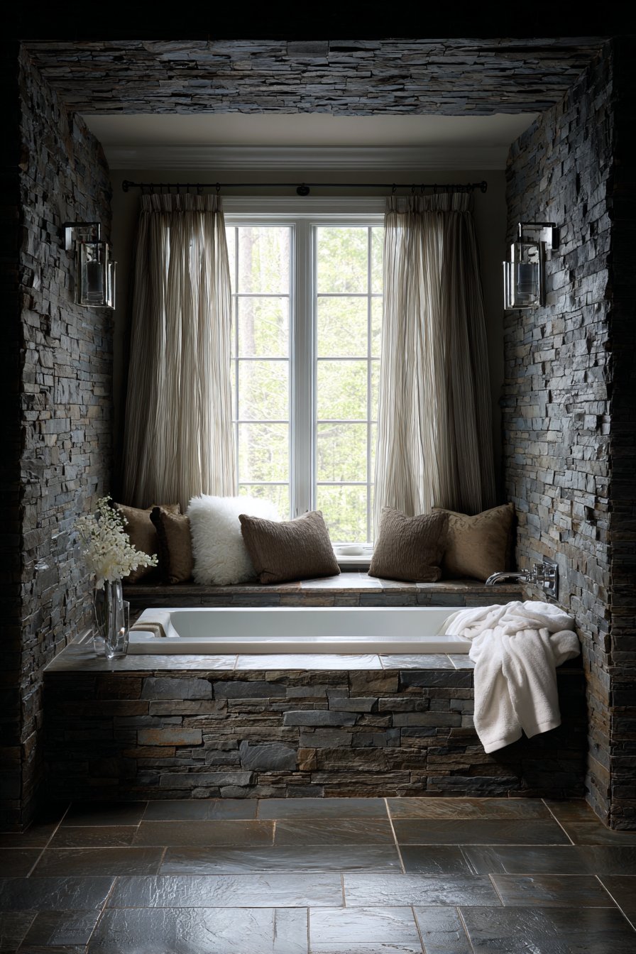 Luxurious Stone Tile Spa Retreat