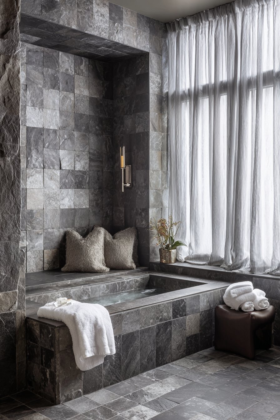 Luxurious Stone Tile Spa Retreat