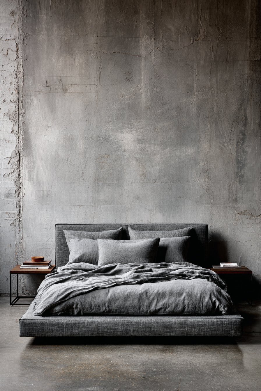 Contemporary Industrial Grey Bedroom Design