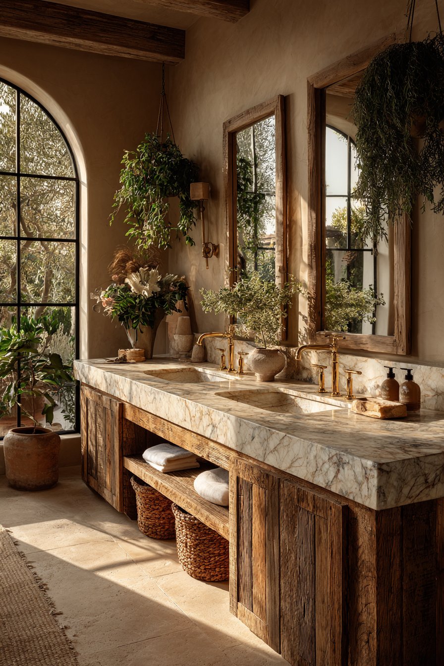 Reclaimed Barn Wood Vanity with Marble Countertop