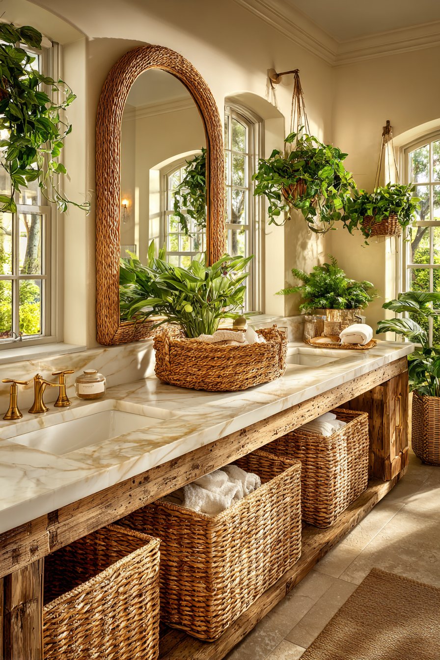 Reclaimed Barn Wood Vanity with Marble Countertop
