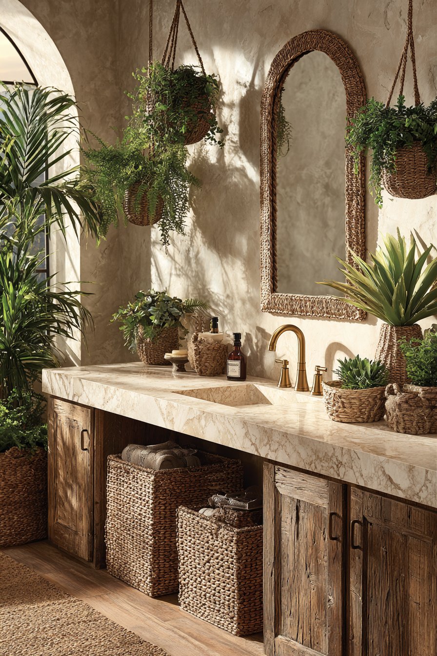 Reclaimed Barn Wood Vanity with Marble Countertop
