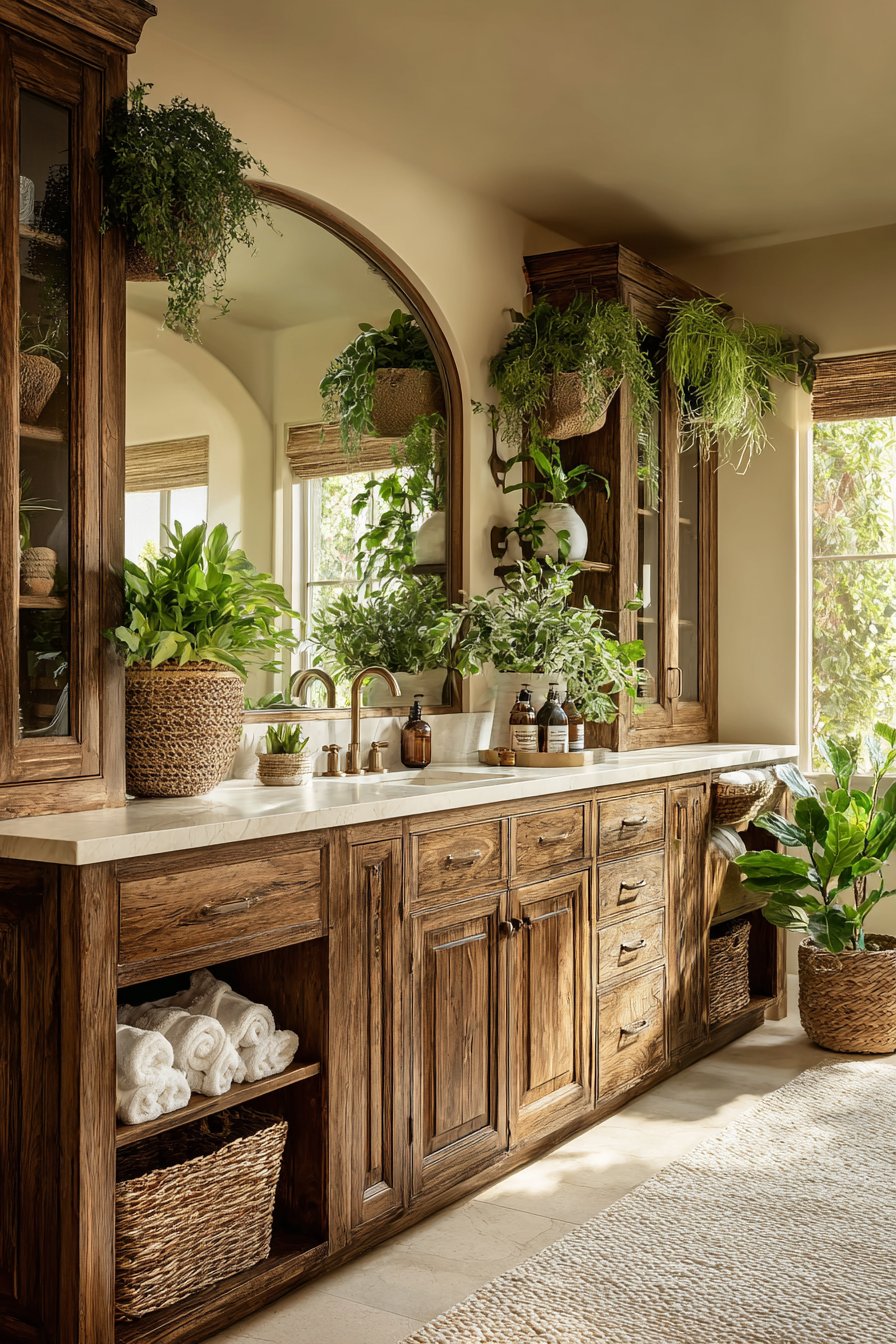 Reclaimed Barn Wood Vanity with Marble Countertop